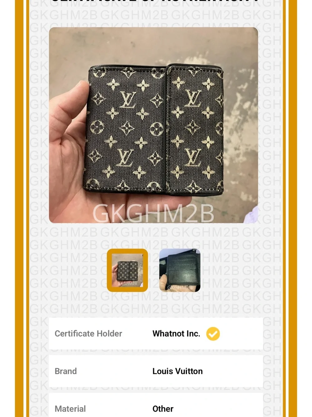 Louis Vuitton mini lin Black & Beige Monogram Compact Fold Wallet Denim